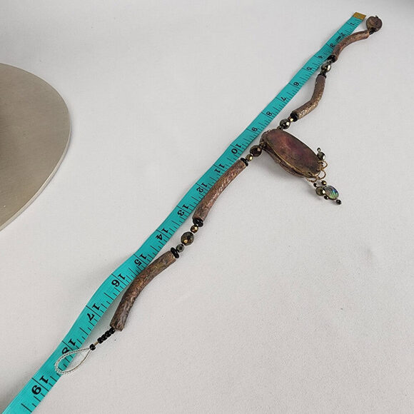 Handmade Brown Metallic Clay Pendant Necklace - Picture 9 of 10